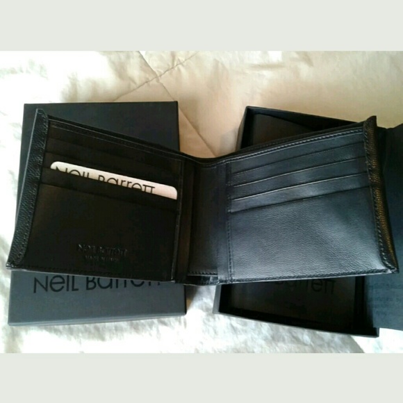 NEIL BARRETT BLACK LEATHER BIFOLD WALLET - Picture 2 of 3
